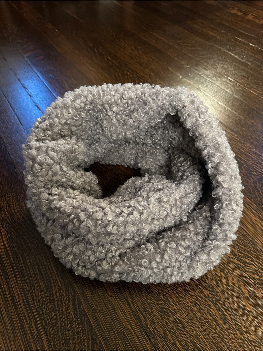 Adrienne Landau Grey Curly Sherpa Infinity Scarf